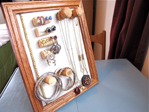DIY wine cork jewelry organizer