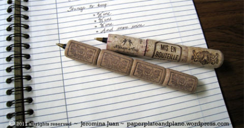 DIY wine cork pens