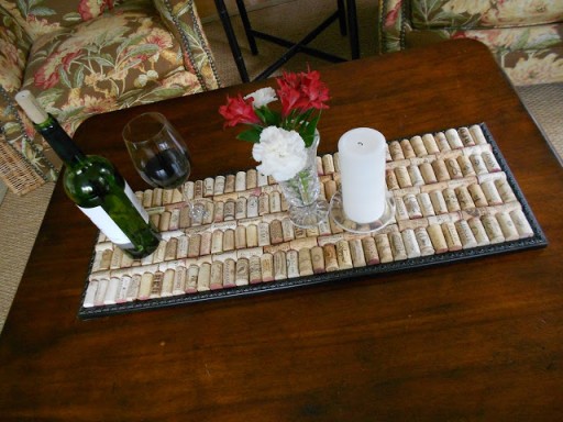 DIY wine cork serving tray