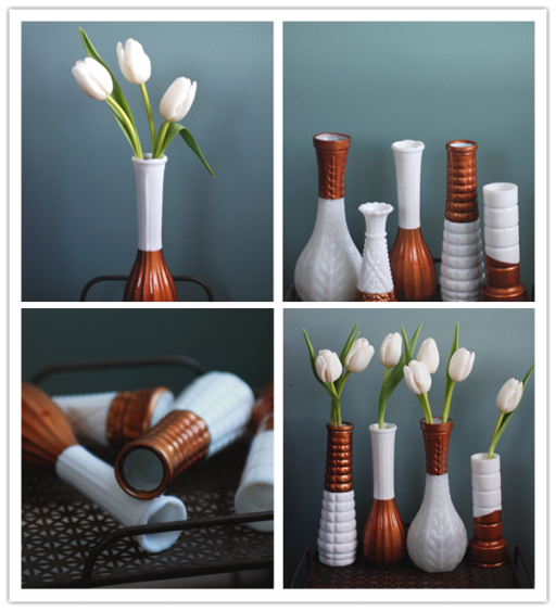 How to make DIY copper dipped milk glass vases