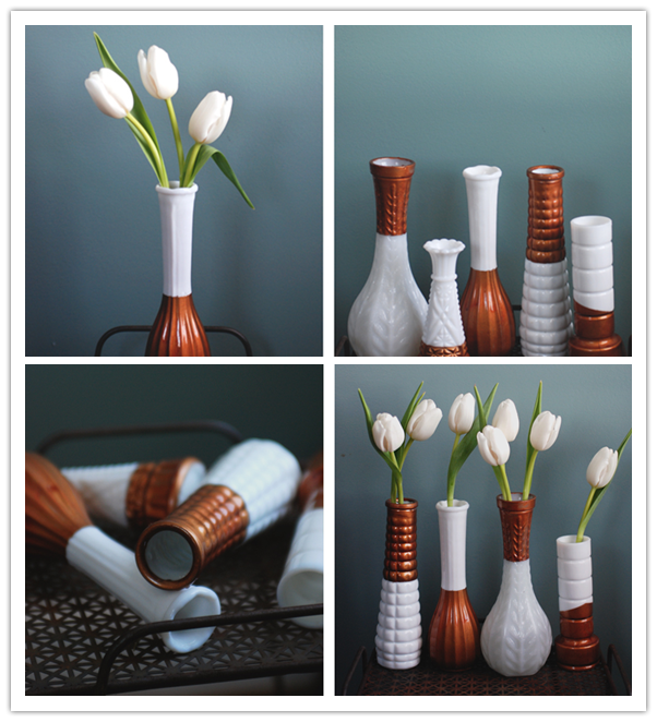 How to make DIY copper dipped milk glass vases DIY Tag