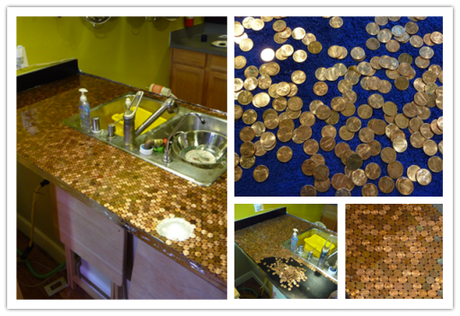 How to make DIY penny countertop