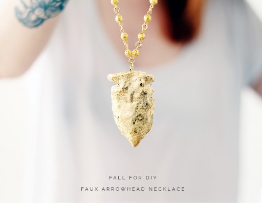 How to make golden faux arrowhead necklace 2
