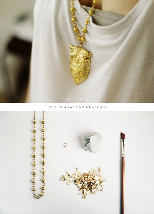 How to make golden faux arrowhead necklace