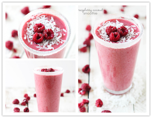 How to make skinny, dairy free, vegan raspberry coconut smoothie
