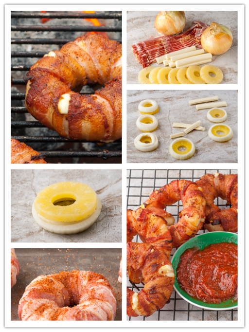 Homemade bacon wrapped pineapple mozzarella ring recipe2