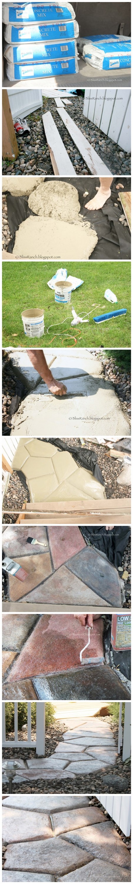 How to DIY stone-look concrete garden walkway 2