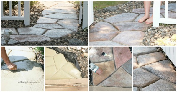 How to DIY stone-look concrete garden walkway 2