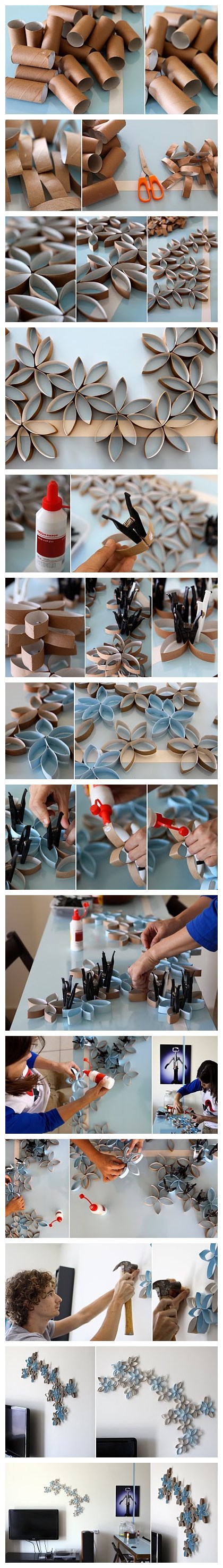 How to DIY toilet paper roll wall art project 2