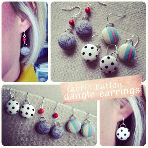 How to make DIY fabric button dangle earrings