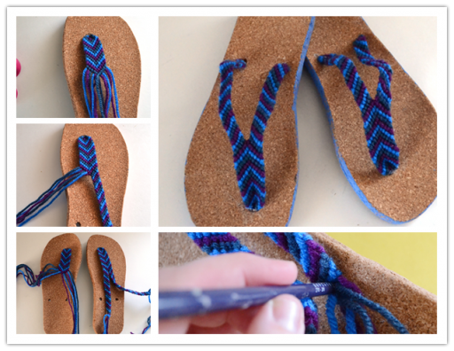 How to make DIY friendship bracelet strap flip flops
