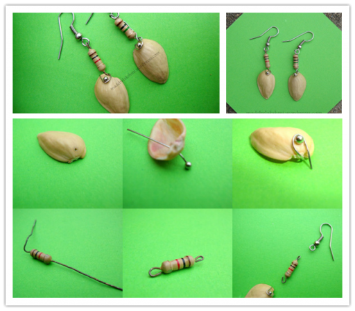 How to make DIY funky resistor pista shell earrings