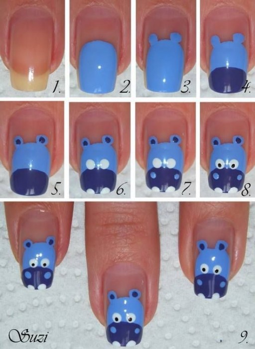 How to make DIY hippo nail art