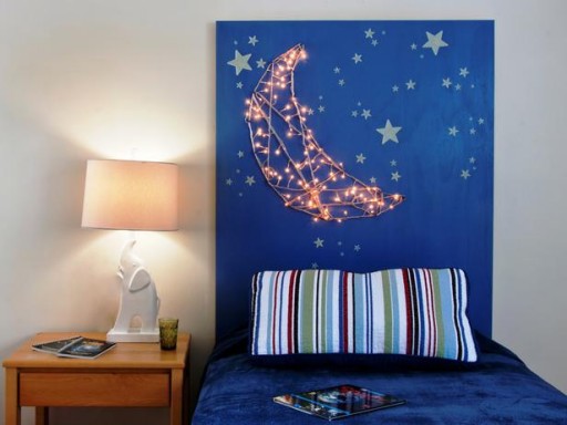 How to make DIY kids' headboard with cute built in nightlights