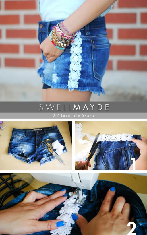How to make DIY lace trim shorts
