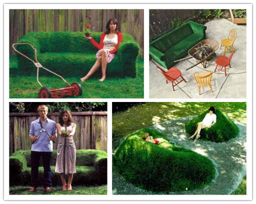 How to make DIY real green grass lawn lounger sod sofas