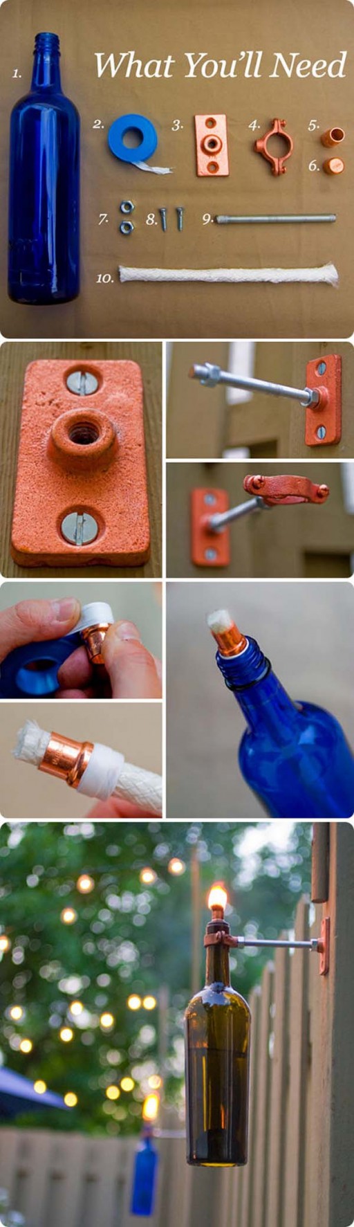 How to make DIY recycled wine bottle torch 2