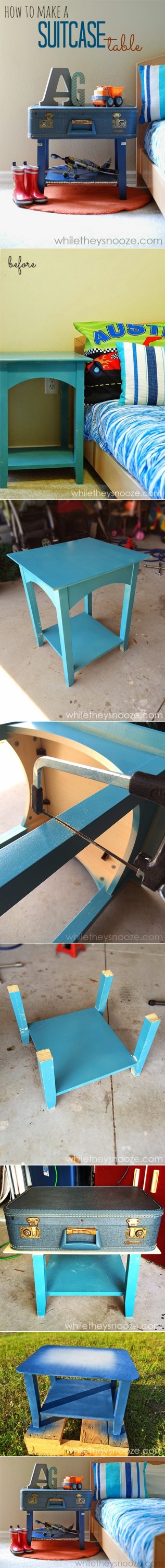 How to make DIY suitcase bedside table