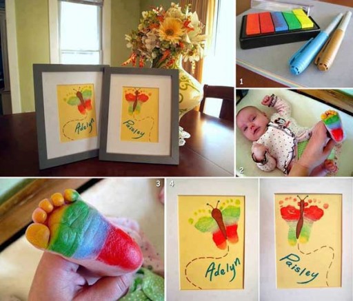 How to make rainbow butterfly baby footprint artwork