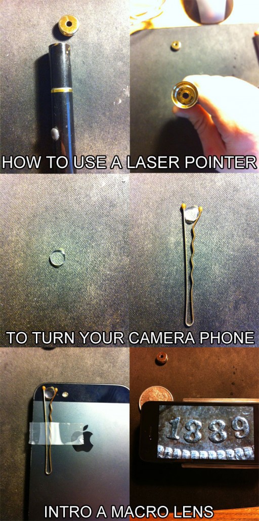 How to use laser pointer as an iPhone macro lens
