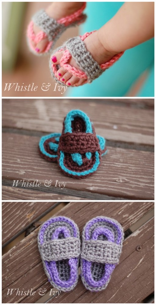 DIY Crochet Baby Flip Flop Sandals 2
