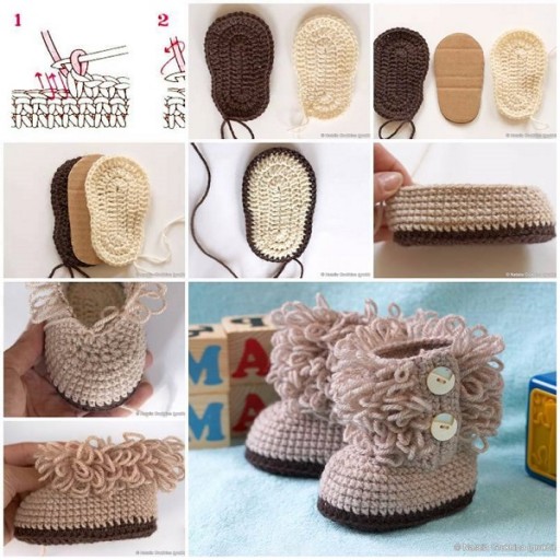 DIY Hook Knit Baby Booties Tutorial & Free Pattern 2
