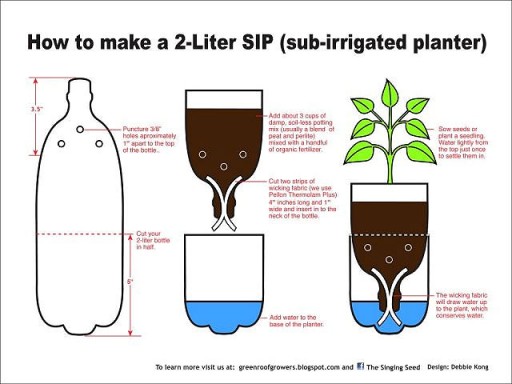 DIY Sub-irrigated Recycled Plastic Water Bottle Planters 2