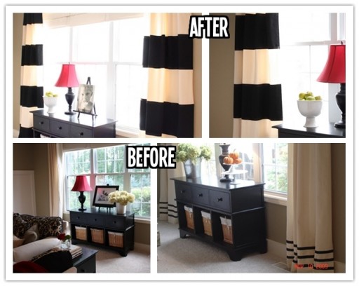 DIY bold striped drapes