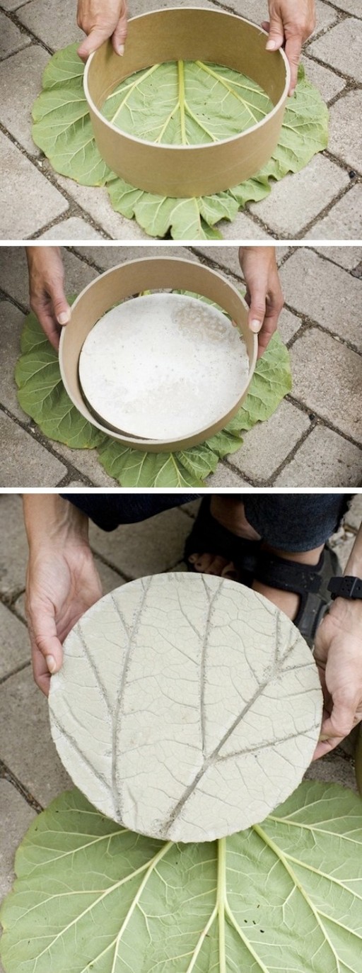 How To Make DIY Leaf Imprinted Garden Stepping Stones 2