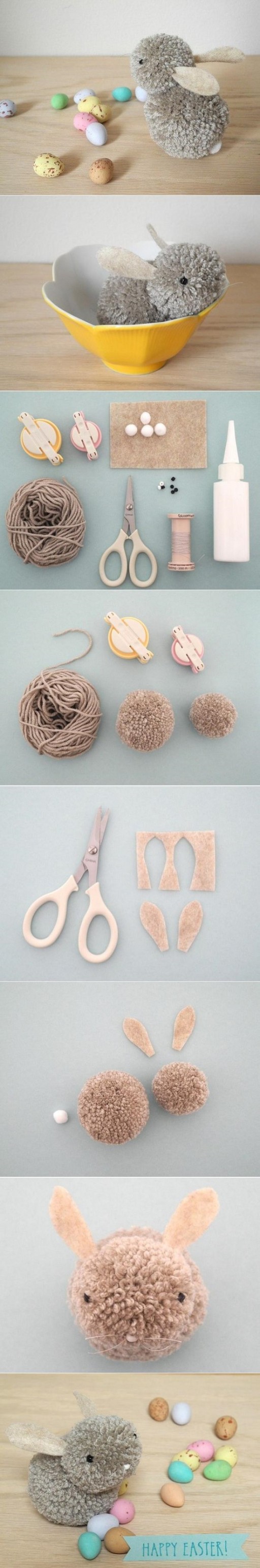 How To Make Simple & Cute DIY Pom Pom Bunny Crafts 2