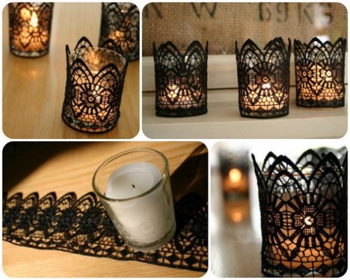 Beautiful Black Lace Candles