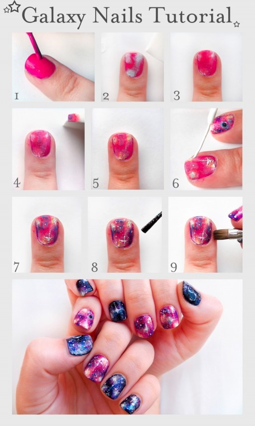 DIY Pretty Galaxy Nails Tutorial 2