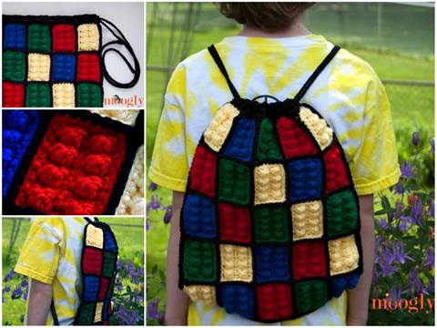 Lego Inspired Crochet Backpack Free Pattern