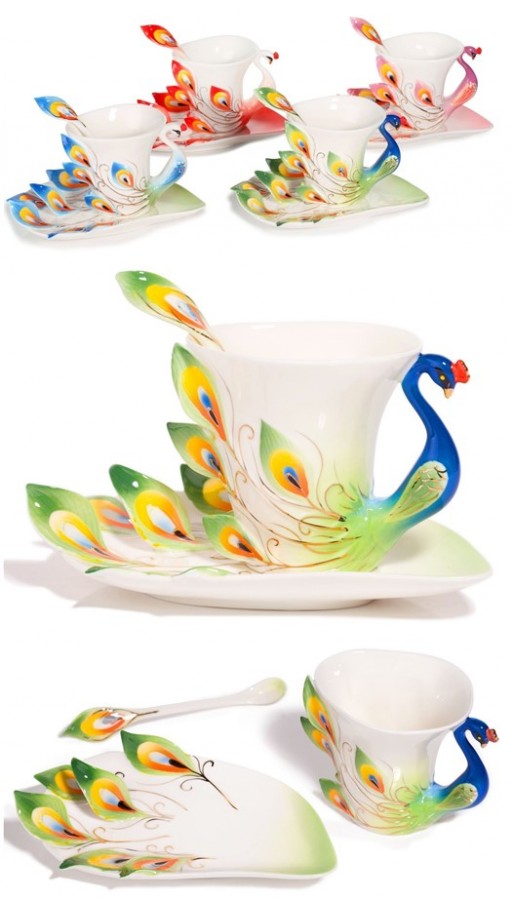 Lovely Hand Crafted Porcelain Tea Coffee Cup Set With Saucer & Spoon