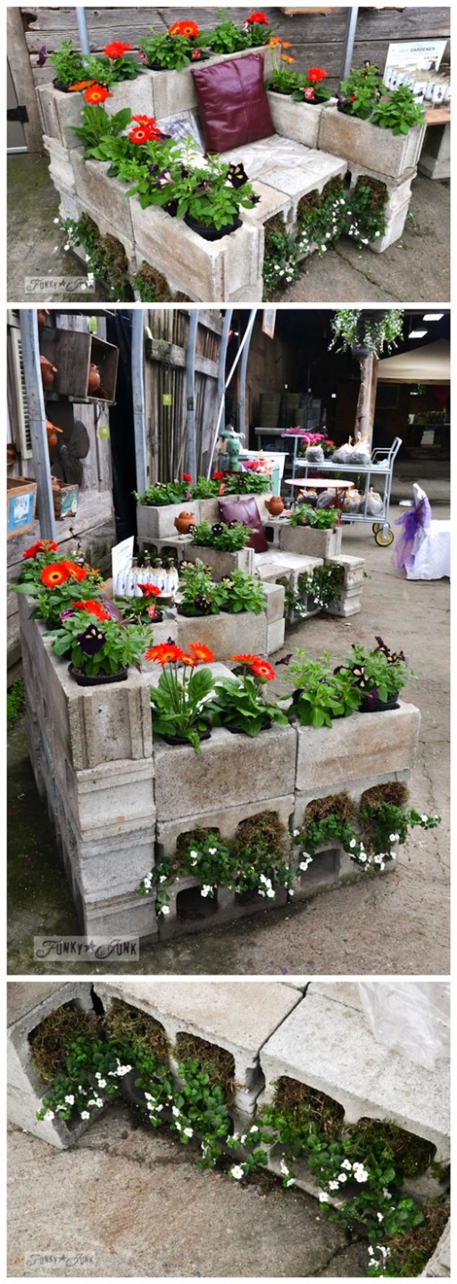 Cinder Block Garden Planter Chair 2