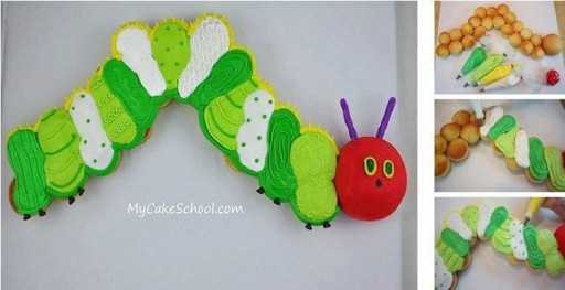 Caterpillar Cup Cake Decorating