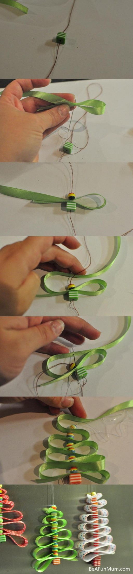 DIY Beads & Ribbon Christmas Tree 1
