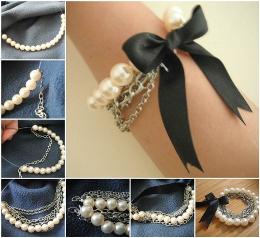 DIY Chained Pearl Bracelet