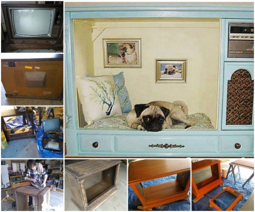 How To Re-purpose A Console TV To A Pet Bed