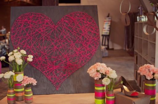 How to make cute DIY string heart art decoration step by step tutorial instructions