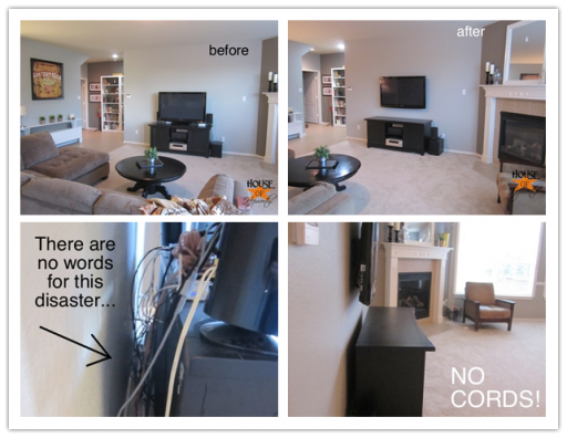 How to mount a TV on the wall and hide all the cords step by step DIY tutorial instructions