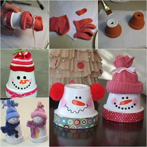 DIY Terra Cotta Pot Snowmen