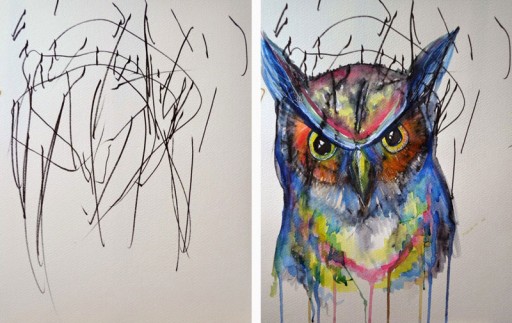 How An Artistic Mom Turned Her 2-year-old's Sketches Into Watercolor Paintings 3