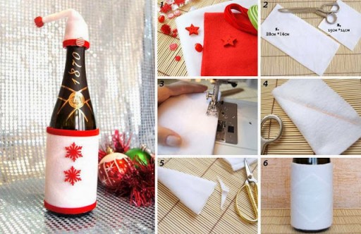 Quick And Easy Christmas Champagne Bottle Decorations