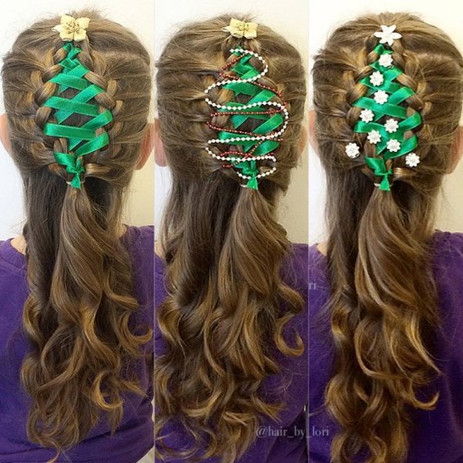 Corset Ribbon Christmas Tree Hair Braid Tutorial