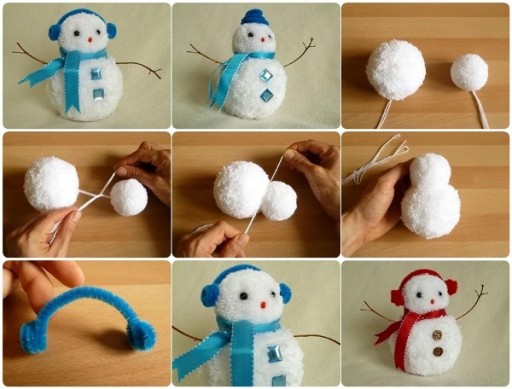 DIY Pom Pom Snowman Craft Project