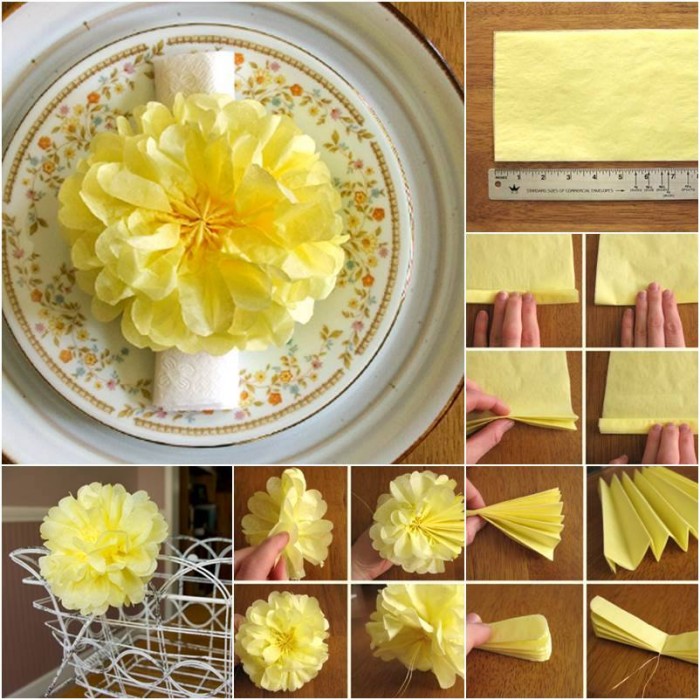 PomPom Flower Tissue Paper Crafts DIY Tag