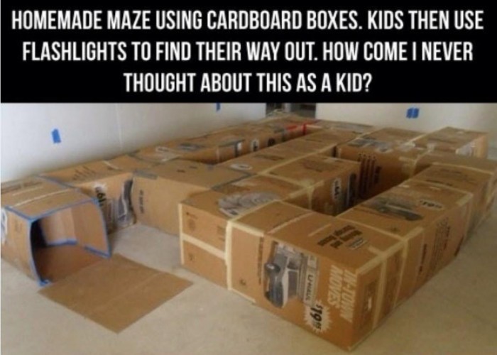 Fun Activities For Kids Cardboard Box Maze DIY Tag
